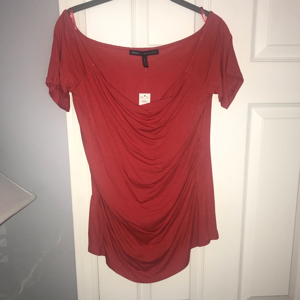 Cute red coral ruched top